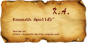 Kossuth Apolló névjegykártya